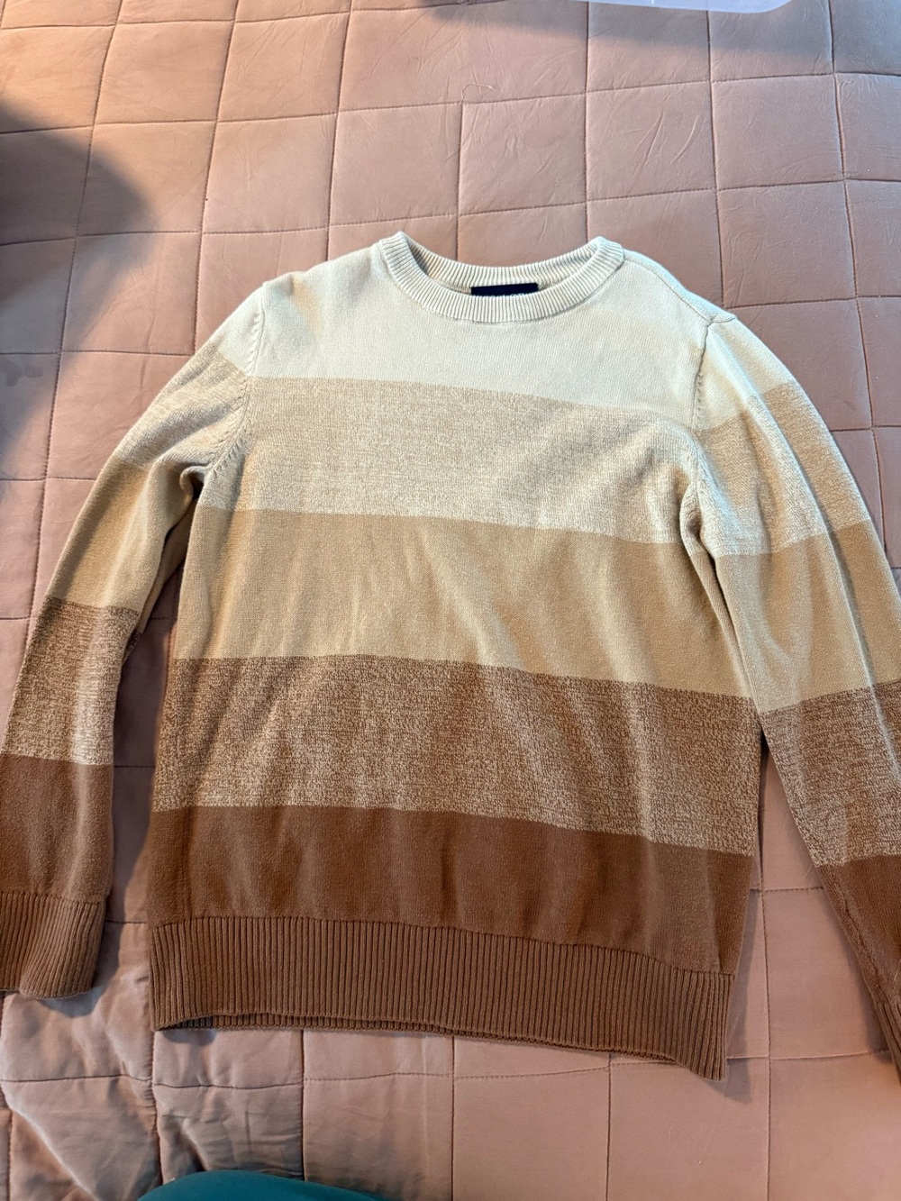 Boys Striped Crewneck Sweater in Neutral Tones size medium